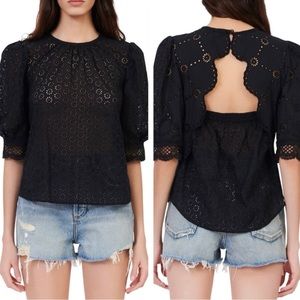 MAJE open back eyelet top